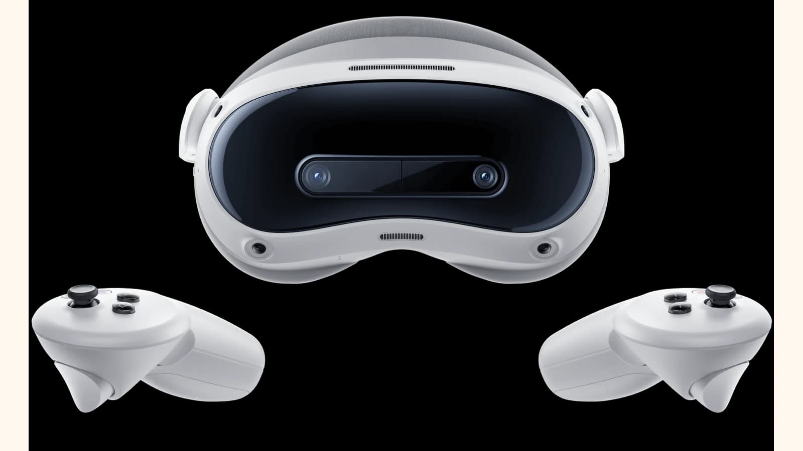 PICO 4 Ultra headset and both controllers in PICO's official product render