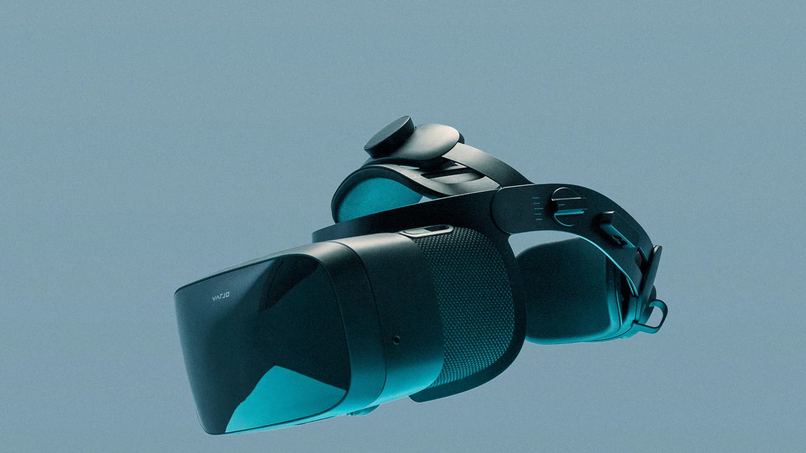 Varjo Aero headset in Varjo's official teal-lit launch photograph